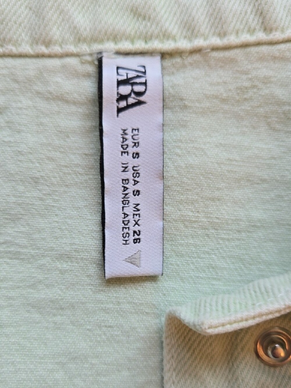 Zara Cropped Distressed Denim Jacket - Pale Green - Picture 3 of 6